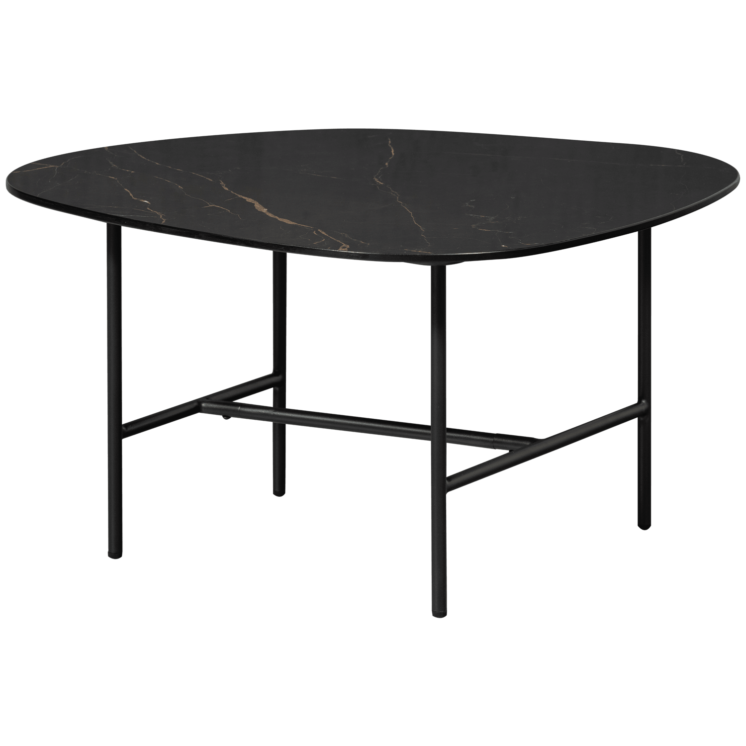 VAJEN COFFEE TABLE WITH MARBLE LOOK TABLETOP BLACK 70x70CM - PARIS14A.RO