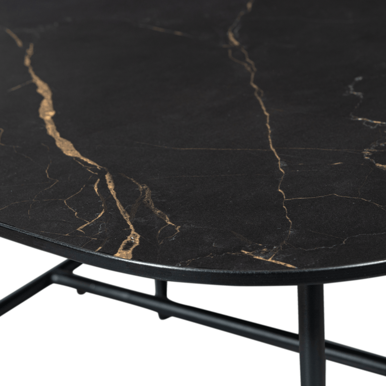 VAJEN COFFEE TABLE WITH MARBLE LOOK TABLETOP BLACK 70x70CM - PARIS14A.RO