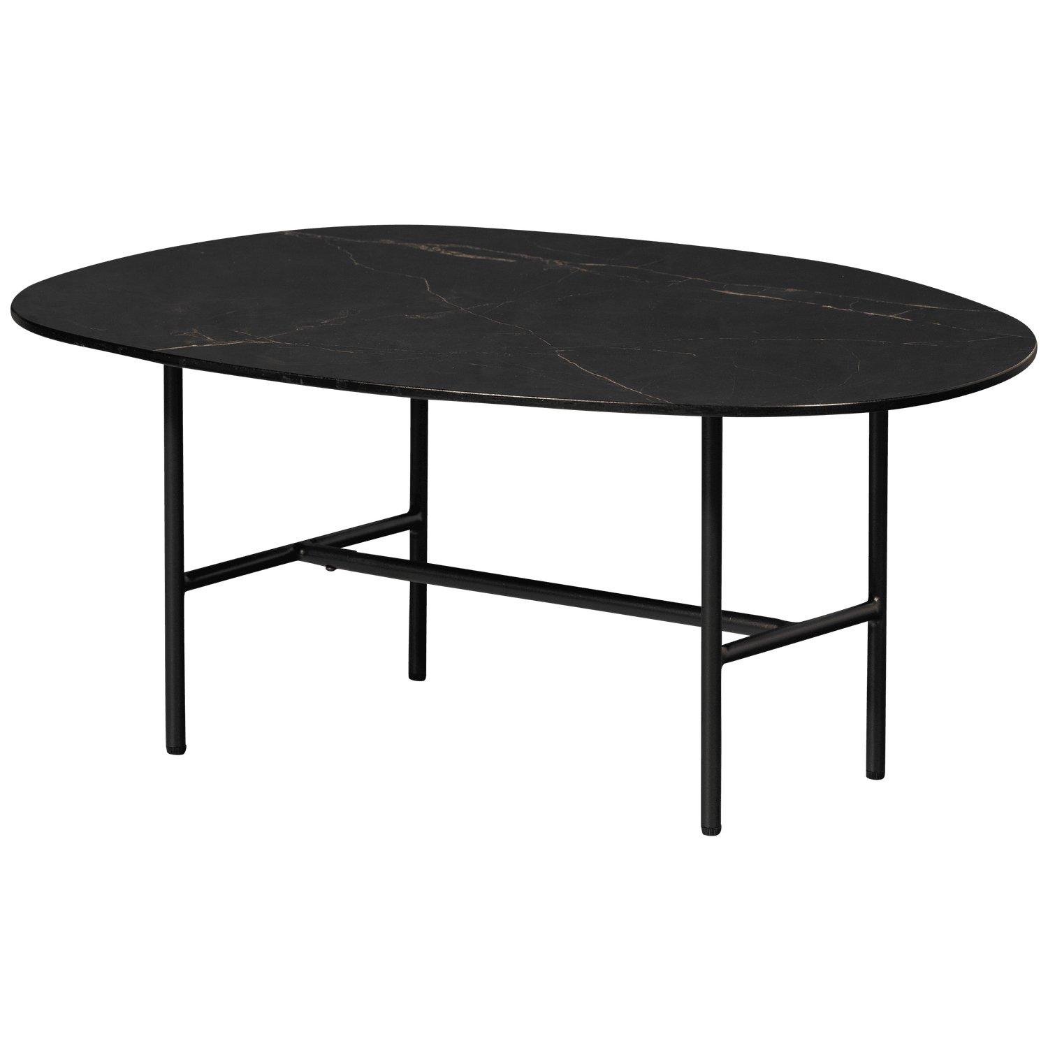 VAJEN COFFEE TABLE WITH MARBLE LOOK TABLETOP BLACK 80x60C - PARIS14A.RO