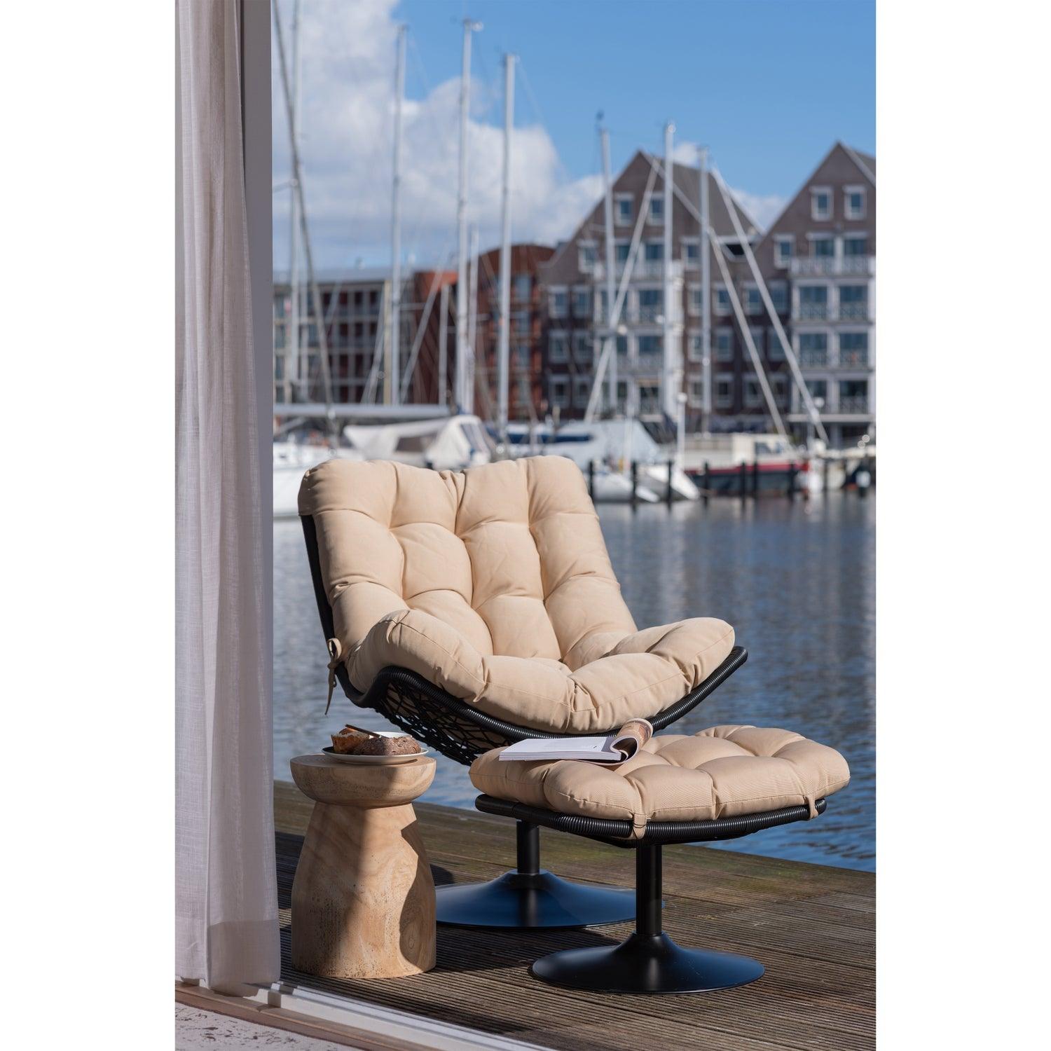 VIVE GARDEN STOOL OUTDOOR RATTAN SAND / BLACK - PARIS14A.RO