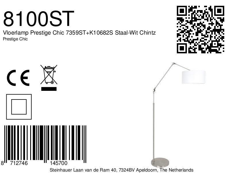 Lampă de podea Prestige Chic 7359ST+K10682S Oțel-Alb Chintz - PARIS14A.RO