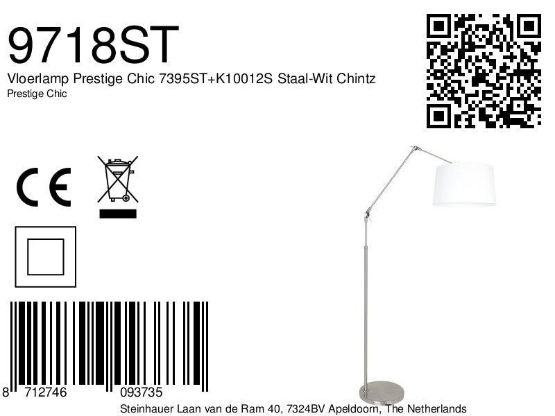 Lampă de podea Prestige Chic 7395ST+K10012S Oțel-Alb Chintz - PARIS14A.RO