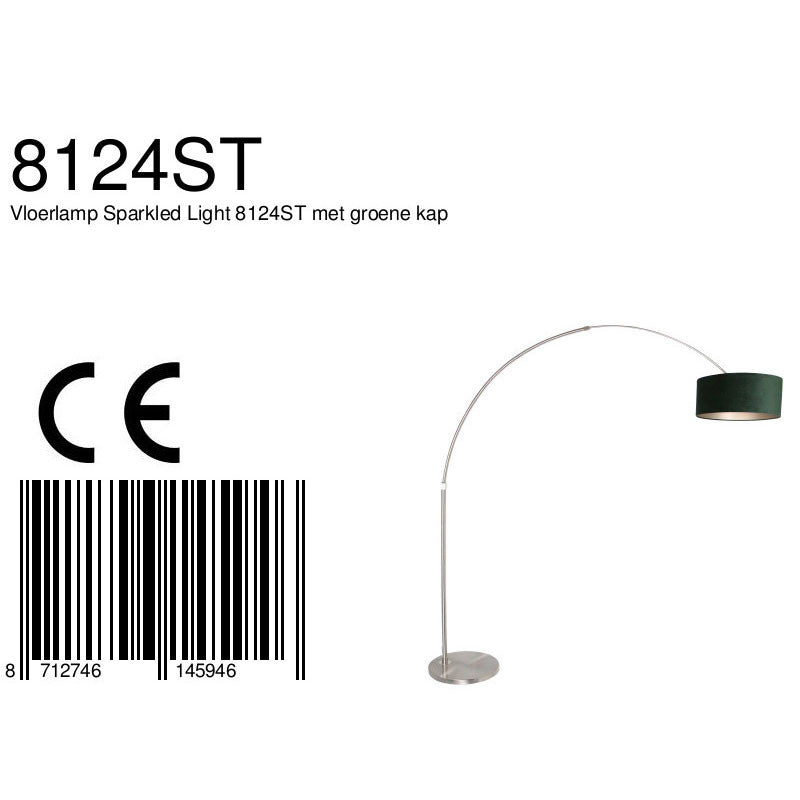 Lampă de podea Sparkled Light 7268ST+K1066VS Oțel-Velur Verde