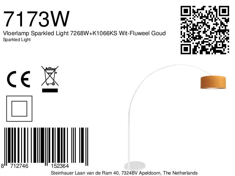 Lampă de podea Sparkled Light 7268W+K1066KS Alb-Velur Auriu - PARIS14A.RO