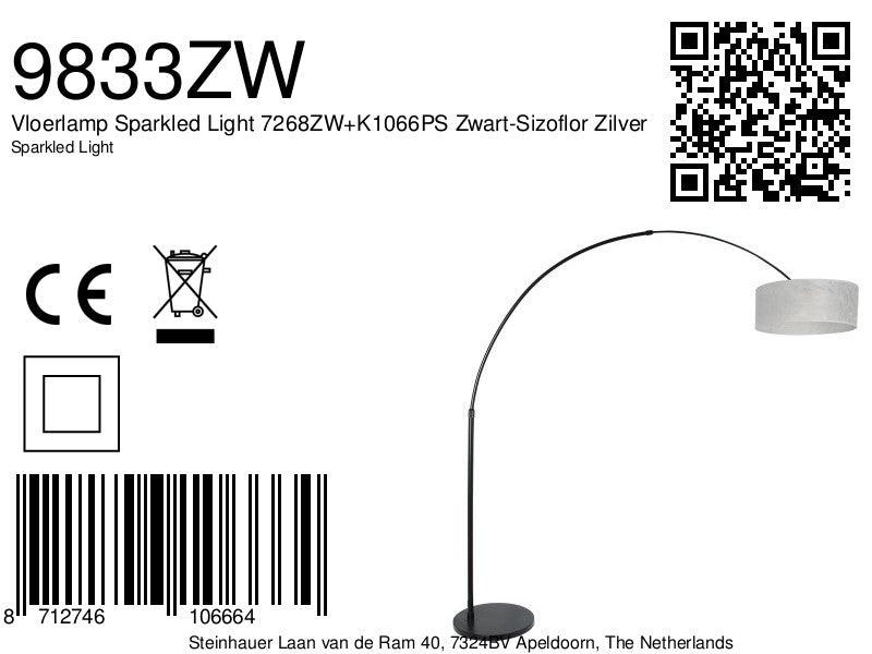 Lampă de podea Sparkled Light 7268ZW+K1066PS Negru-Sizoflor Argintiu - PARIS14A.RO