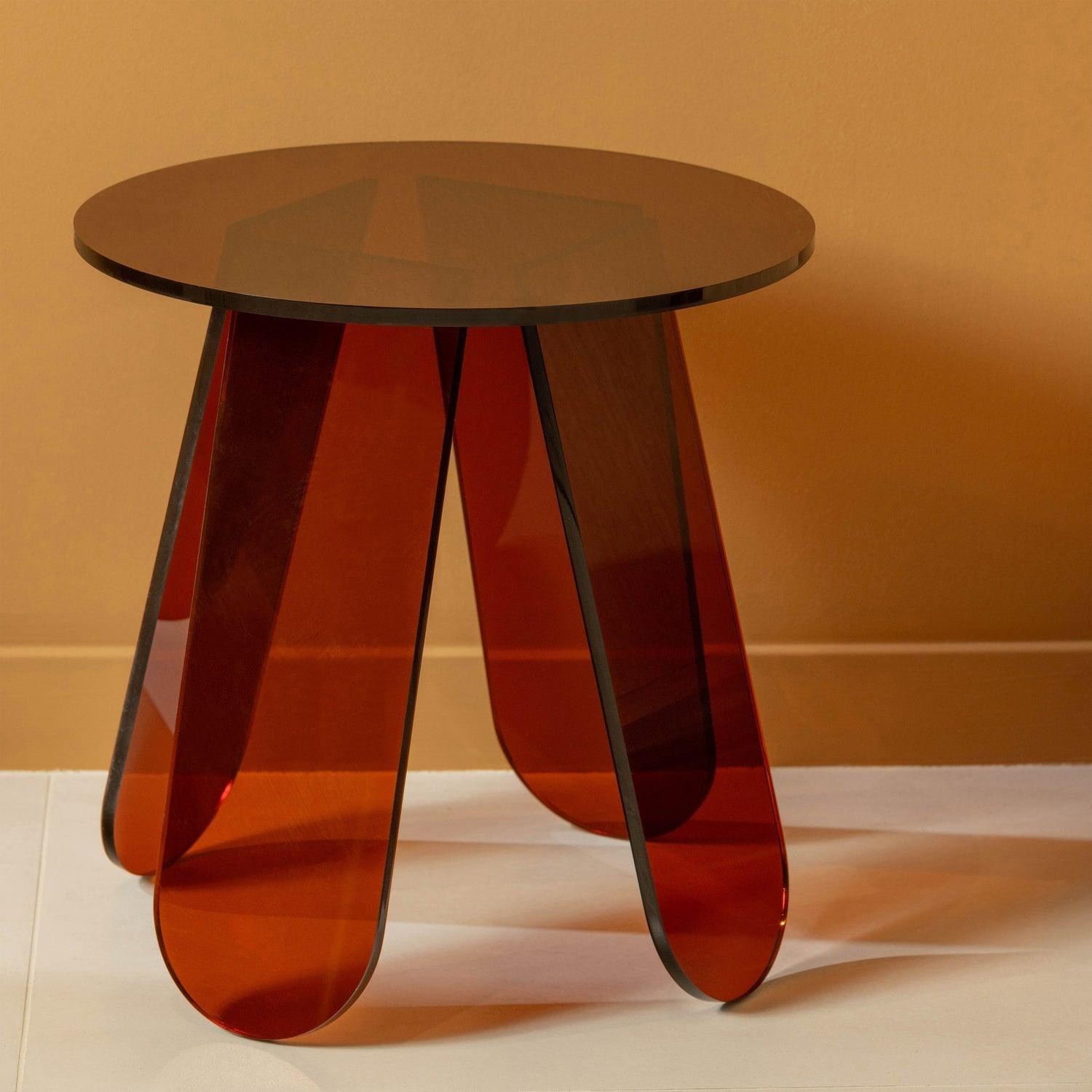 WALT SIDE TABLE ACRYLIC WARM BROWN - PARIS14A.RO