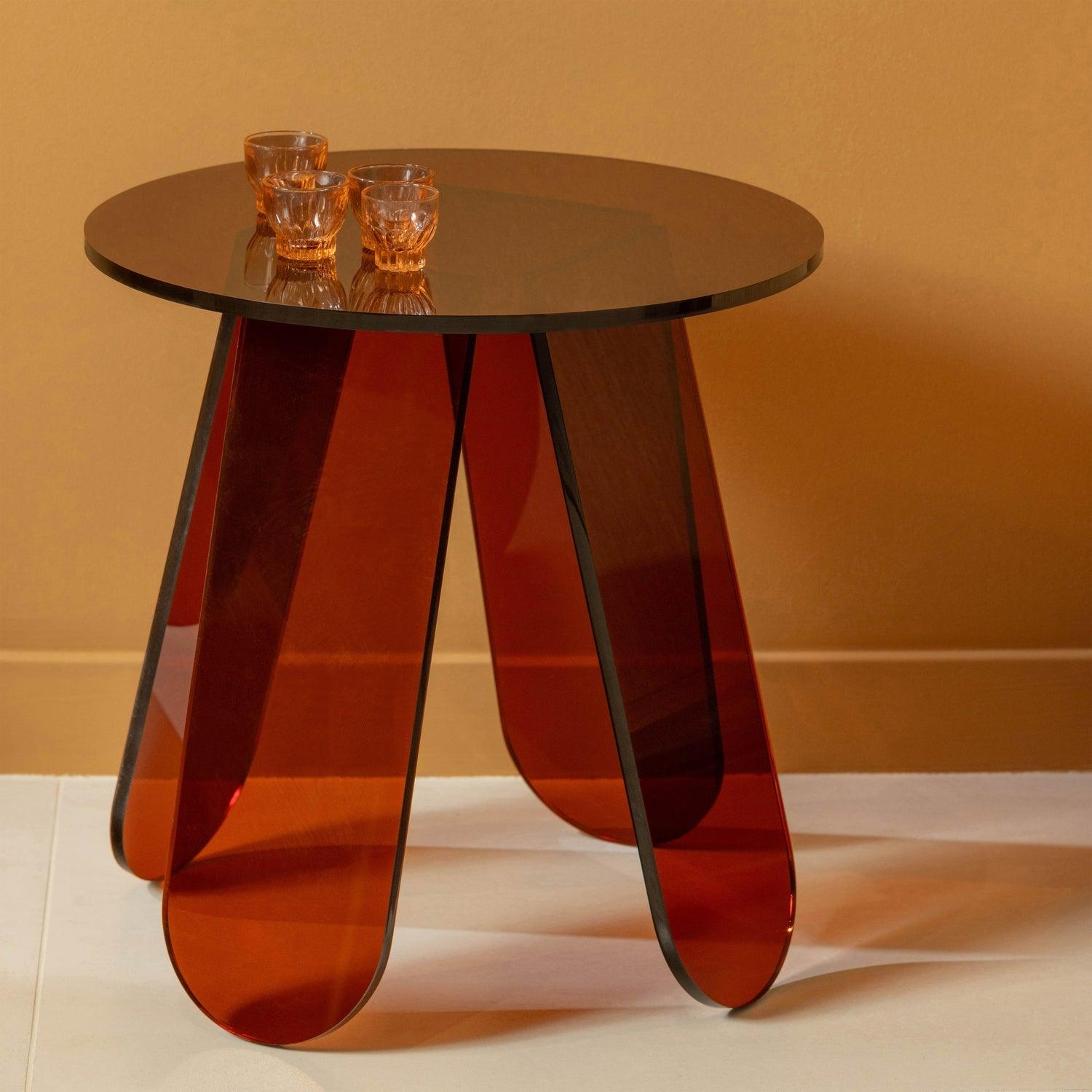 WALT SIDE TABLE ACRYLIC WARM BROWN - PARIS14A.RO