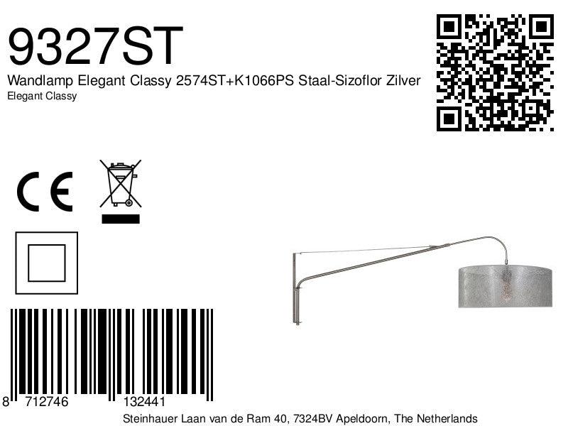 Lampă de perete Elegantă și Eleganta 2574ST+K1066PS din oțel-argintiu Sizoflor - PARIS14A.RO