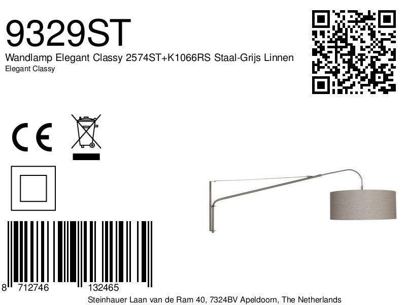 Lampă de perete Elegantă și Eleganta 2574ST+K1066RS Oțel-Gri cu Material din In. - PARIS14A.RO