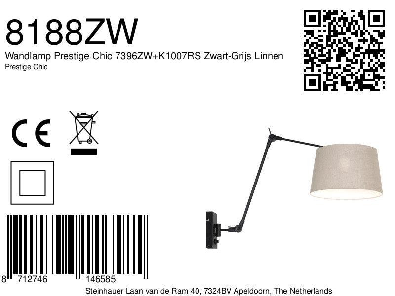 Lampă de perete Prestige Chic 7396ZW+K1007RS Negru-Gri Linnen - PARIS14A.RO