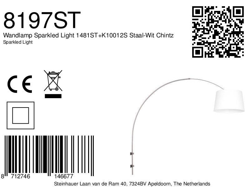 Lampă de perete Sparkled Light 1481ST+K10012S Oțel-Alb Chintz - PARIS14A.RO