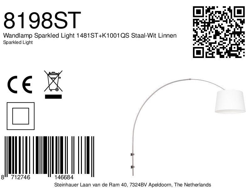 Lampă de perete Sparkled Light 1481ST+K1001QS Oțel-Alb Lână - PARIS14A.RO