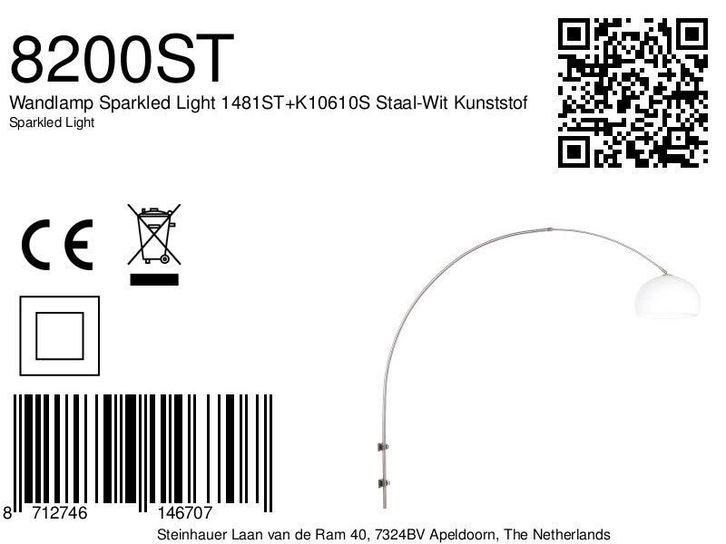 Lampă de perete Sparkled Light 1481ST+K10610S Oțel-Alb Plastic - PARIS14A.RO