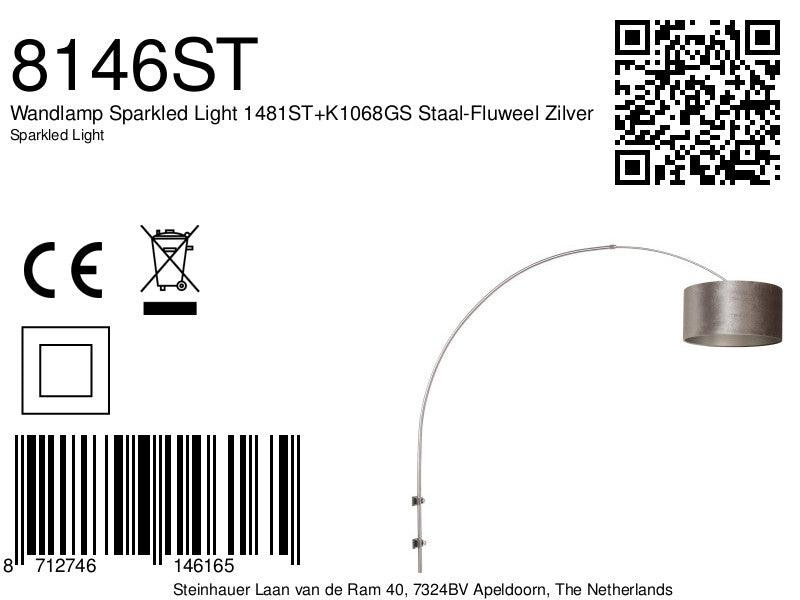 Lampă de perete Sparkled Light 1481ST+K1068GS, oțel-velur argintiu - PARIS14A.RO