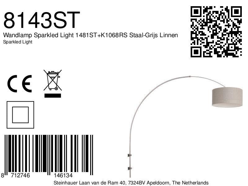 Lampă de perete Sparkled Light 1481ST+K1068RS, oțel gri cu material textil liniștit. - PARIS14A.RO