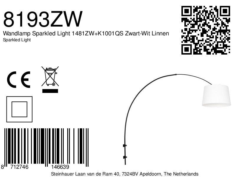Lampă de perete Sparkled Light 1481ZW+K1001QS Negru-Alb în Lână - PARIS14A.RO