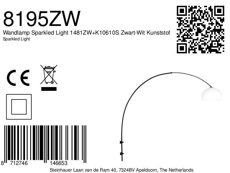 Lampă de perete Sparkled Light 1481ZW+K10610S Negru-Alb Plastic - PARIS14A.RO
