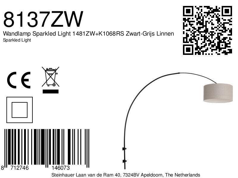 Lampă de perete Sparkled Light 1481ZW+K1068RS Negru-Gri Linnen - PARIS14A.RO