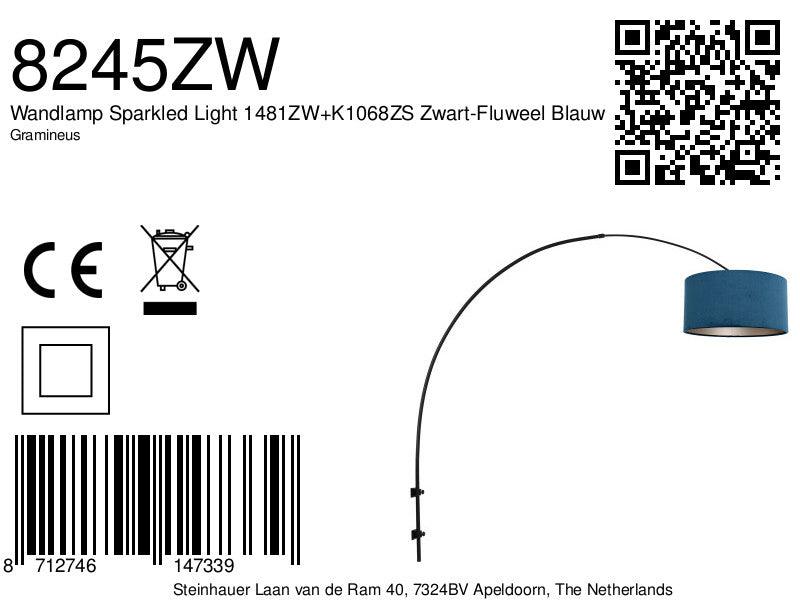 Lampă de perete Sparkled Light 1481ZW+K1068ZS Negru-Velvet Albastru - PARIS14A.RO