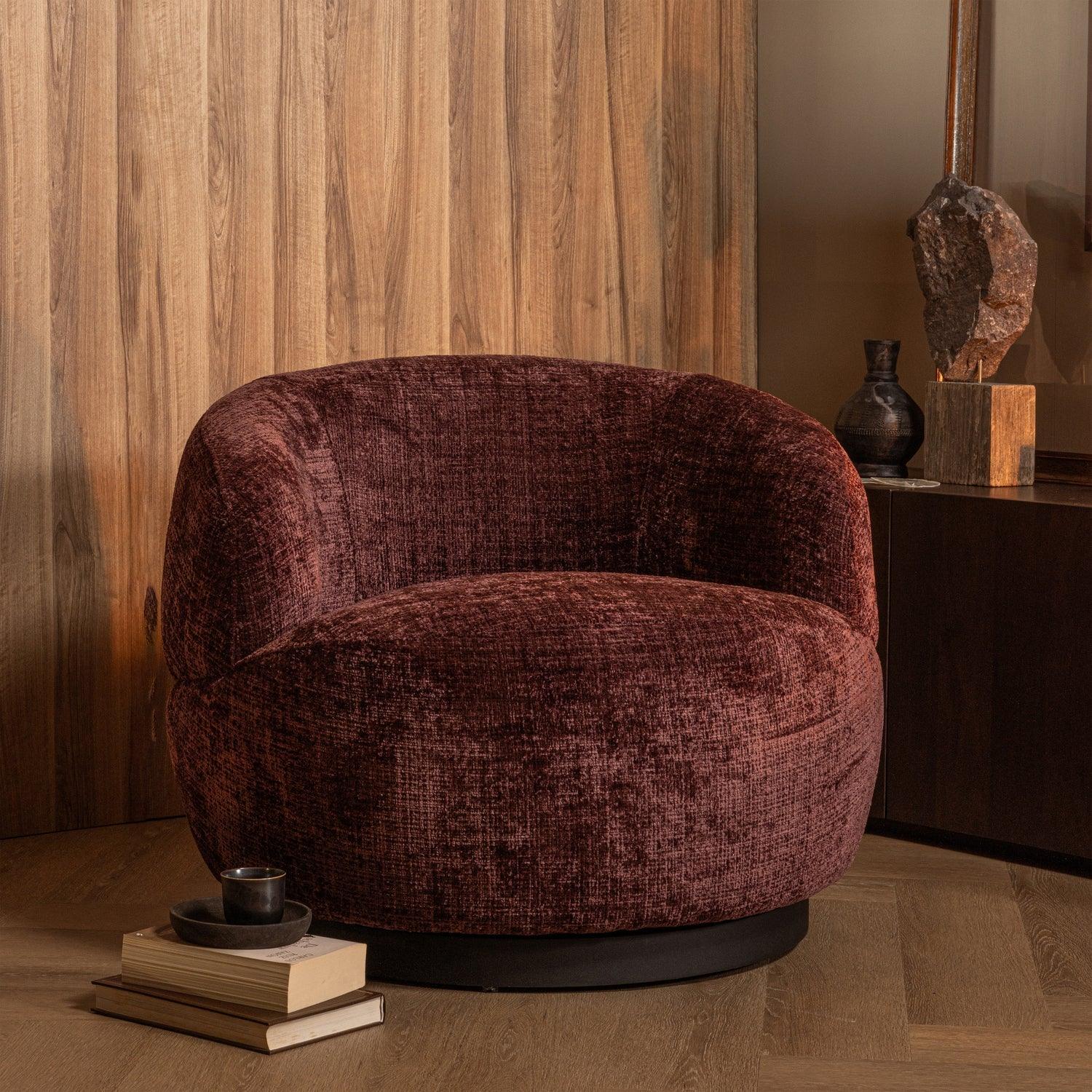 WOOLLY ROTATION ARMCHAIR CHENILLE AUBERGINE - PARIS14A.RO