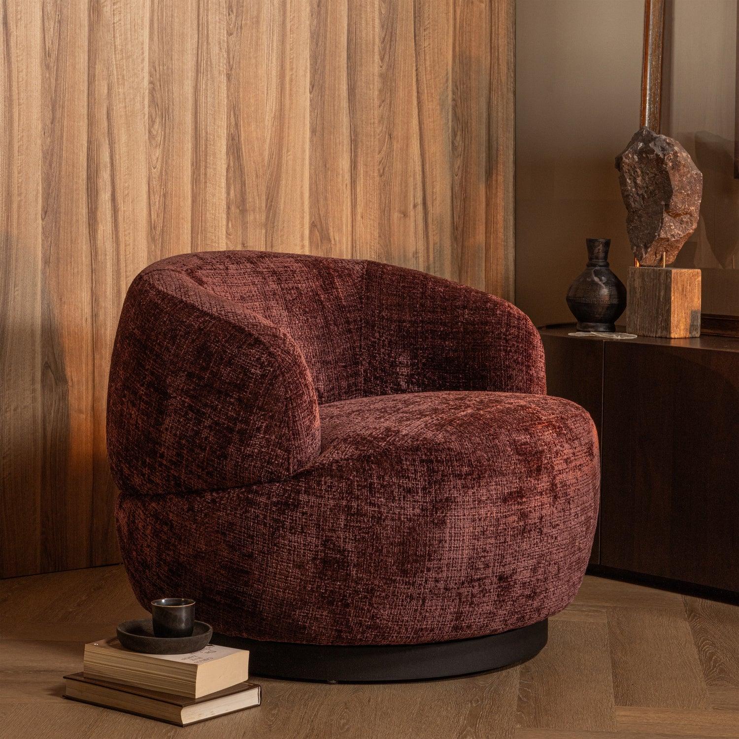 WOOLLY ROTATION ARMCHAIR CHENILLE AUBERGINE - PARIS14A.RO