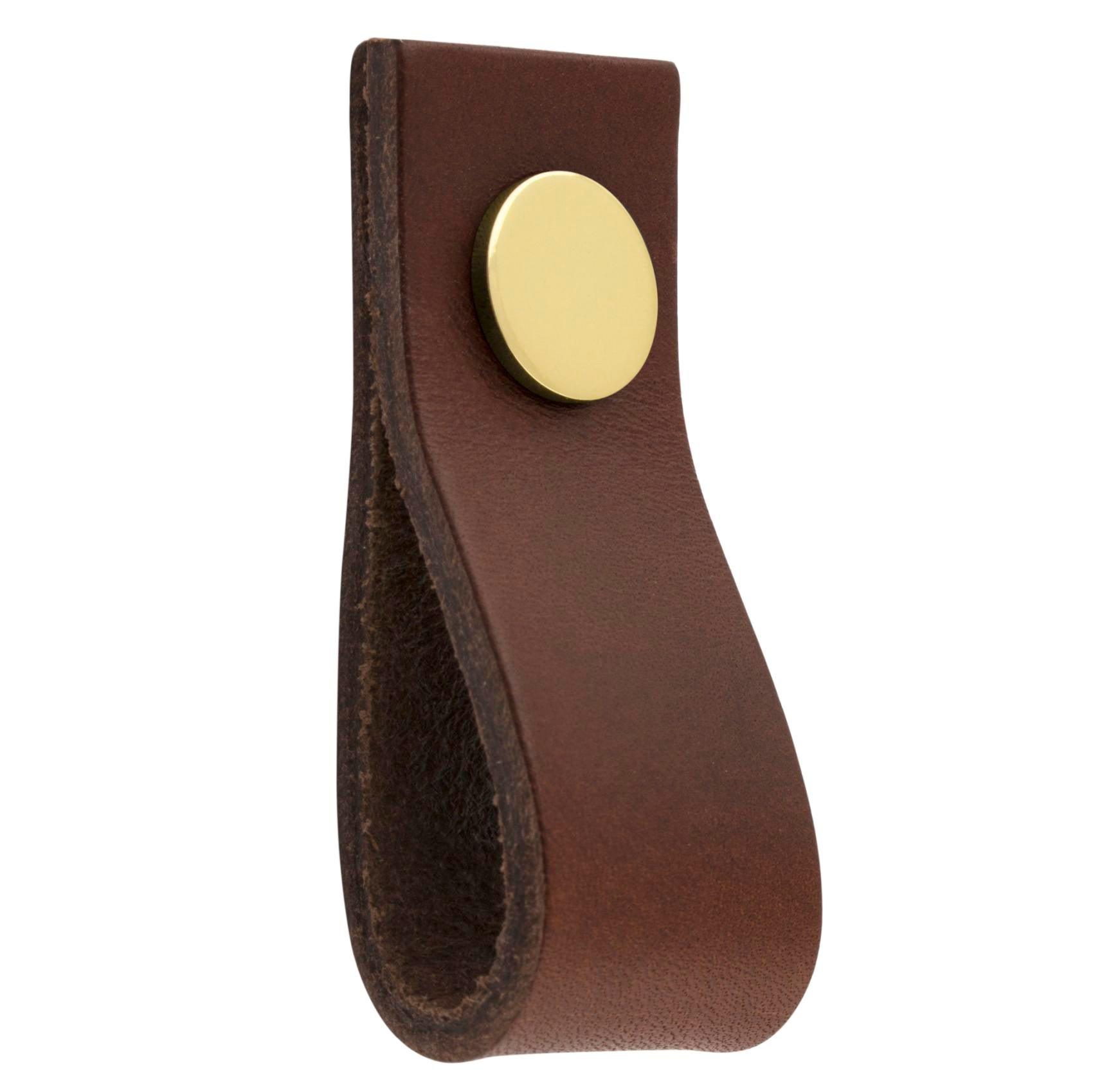 MANER TIP BUTON ARI BRASS/BROWN LEATHER inaltime 25 mm, grosime 2,5 mm, lungime 65 mm - PARIS14A.RO