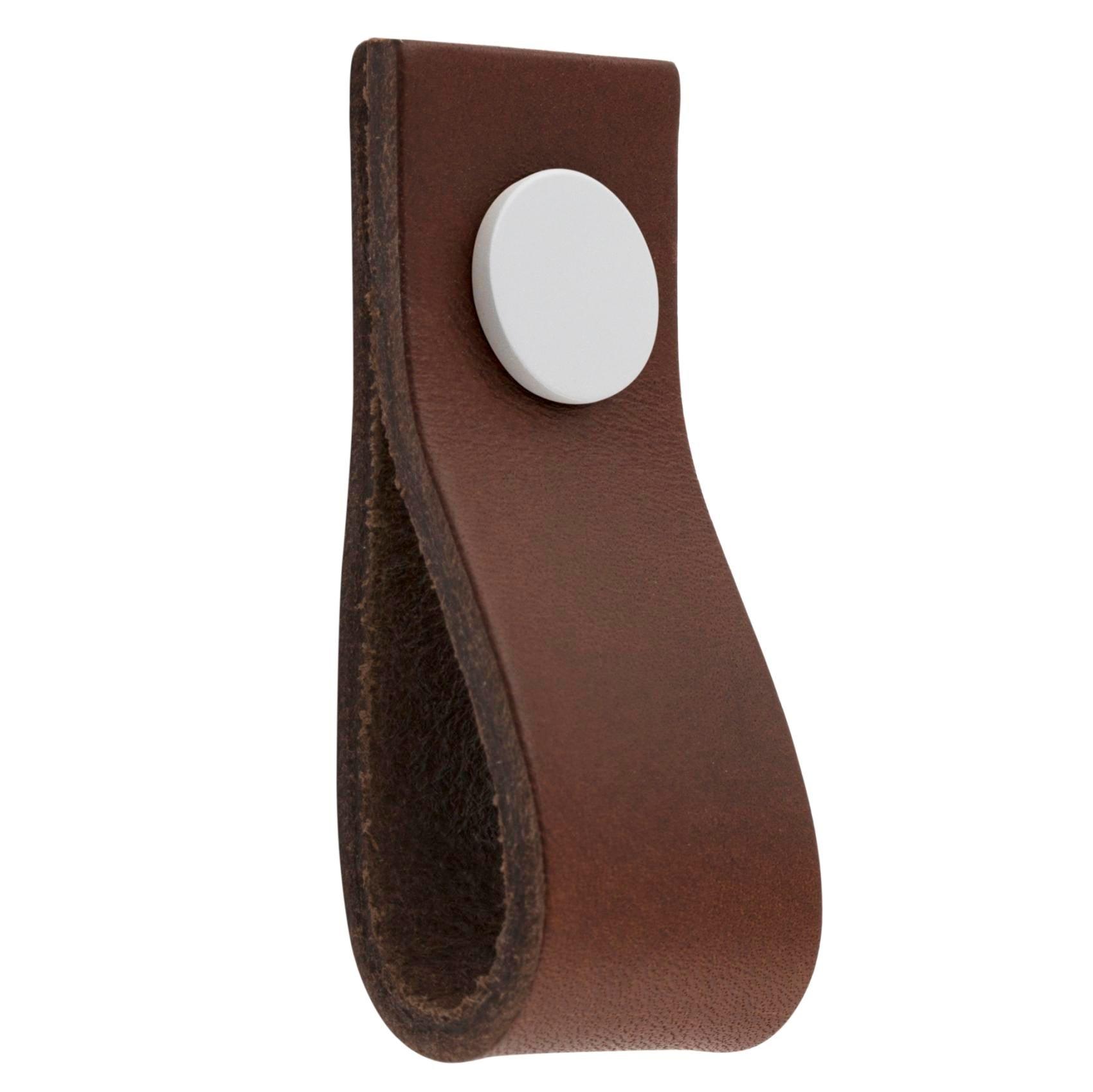 MANER TIP BUTON ARI WHITE/BROWN LEATHER inaltime 25 mm, grosime 2,5 mm, lungime 65 mm - PARIS14A.RO