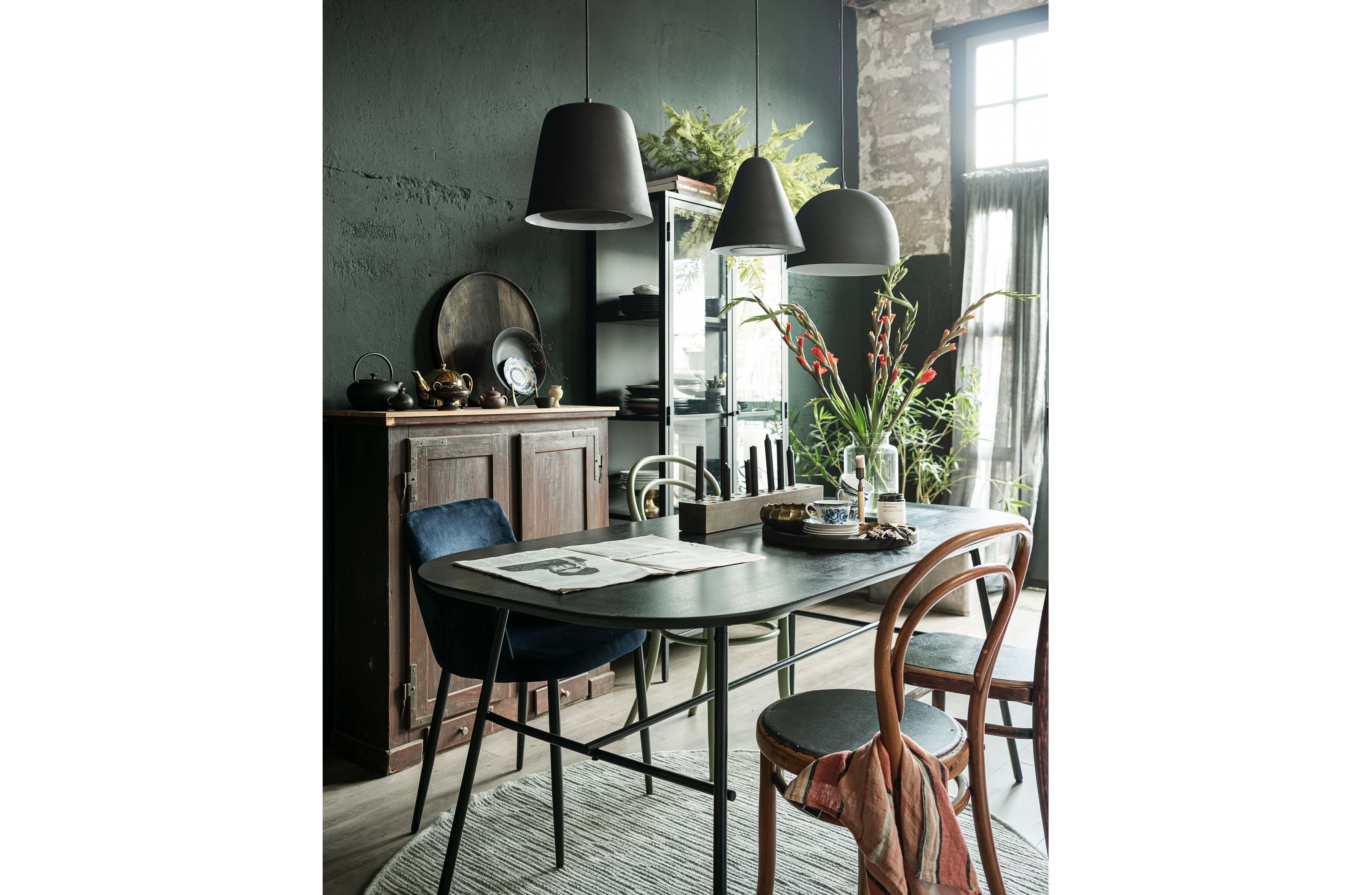 Elegance masa de luat masa din lemn/metal negru - PARIS14A.RO