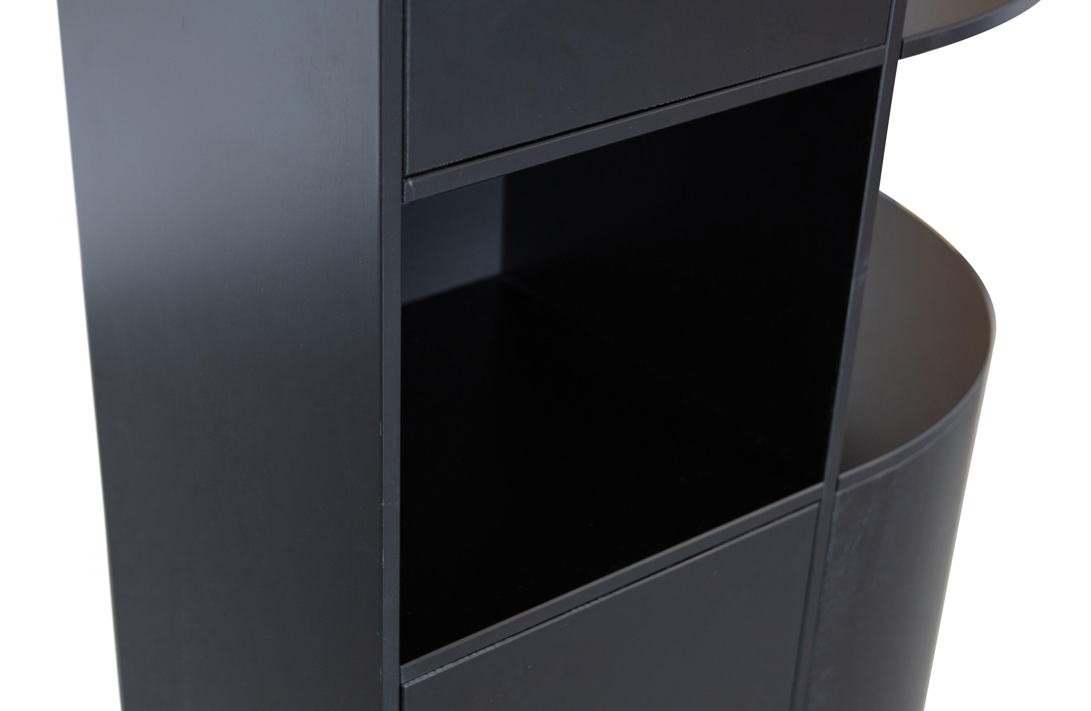 Cabinet de depozitare Finca rotund in dreapta 78cm pin negru profund [FSC] - PARIS14A.RO