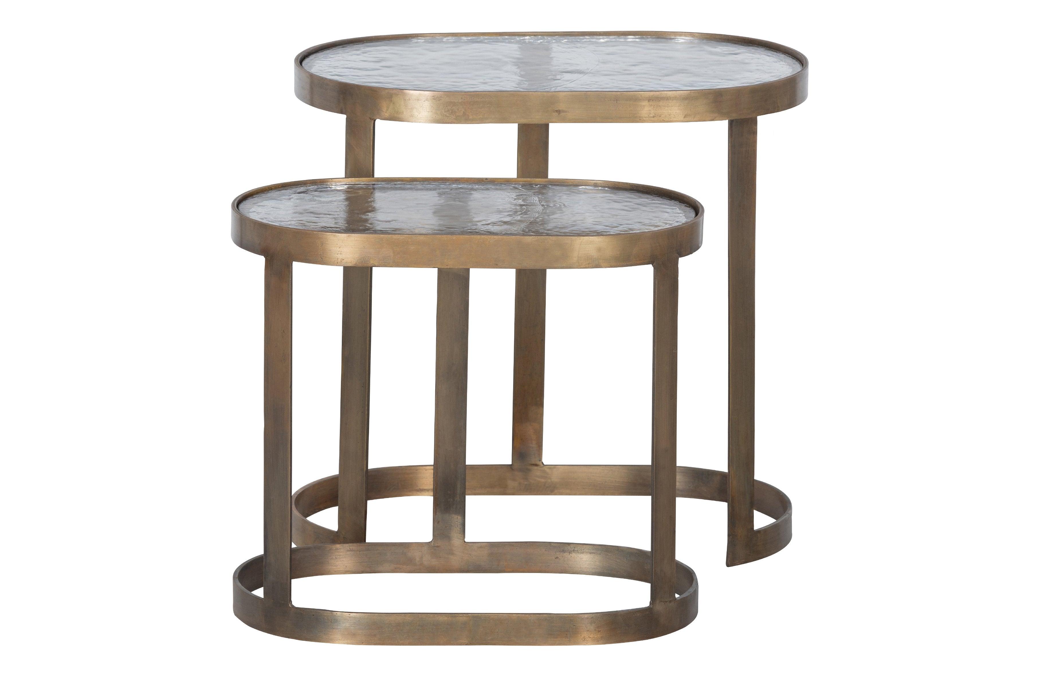 Set de 2 - curat sidetable metal/alama antica din sticla - PARIS14A.RO