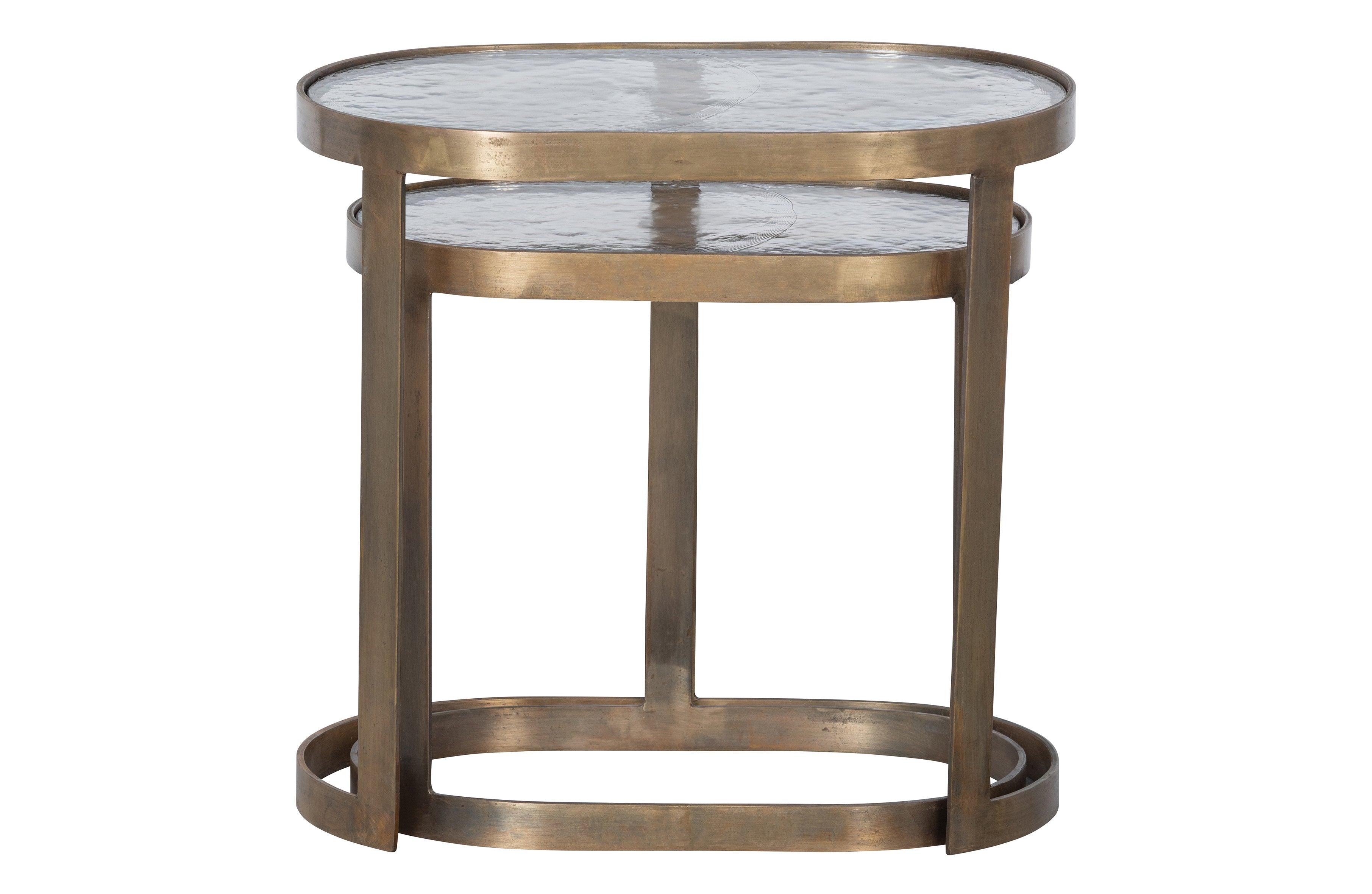 Set de 2 - curat sidetable metal/alama antica din sticla - PARIS14A.RO