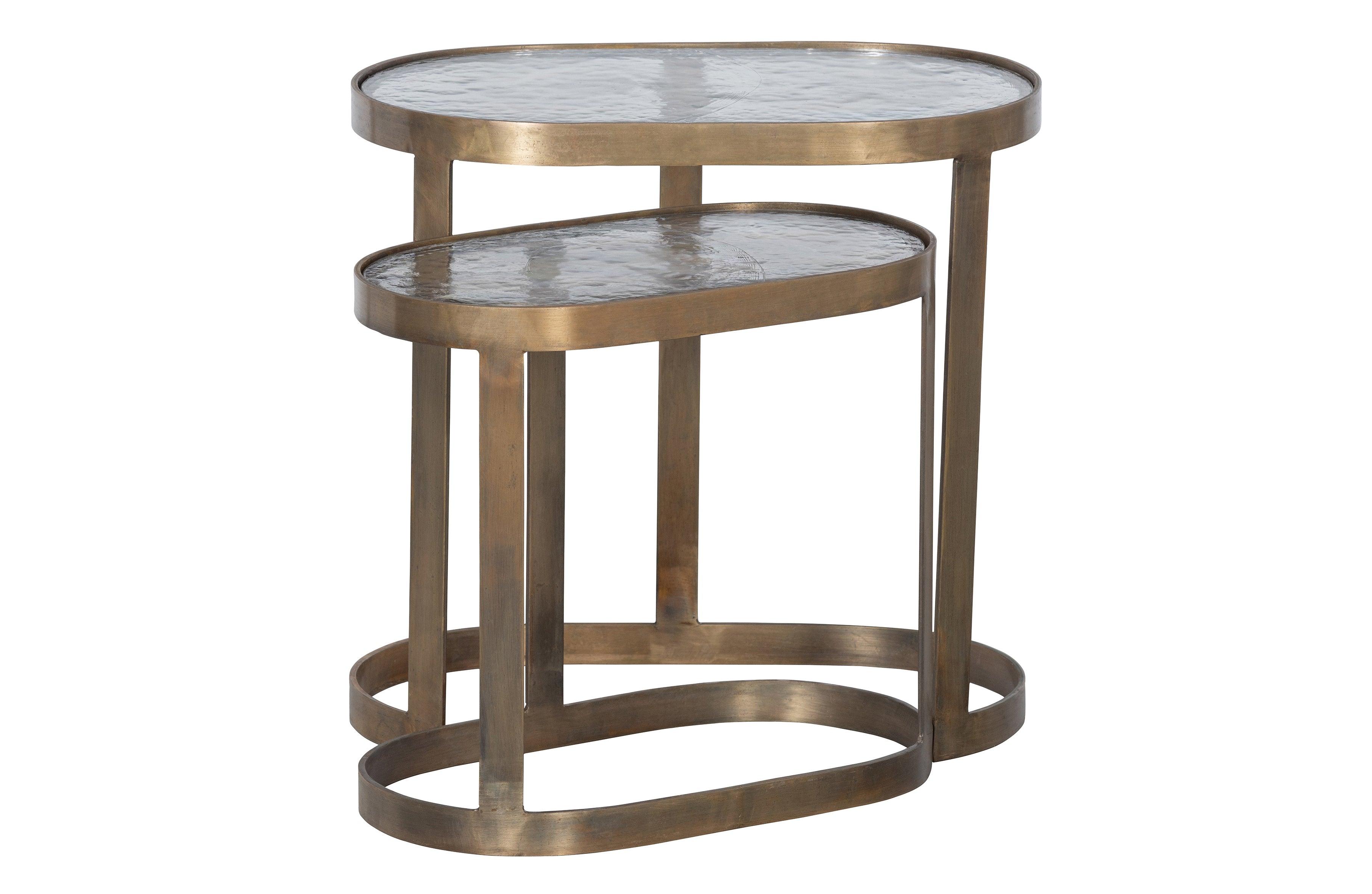 Set de 2 - curat sidetable metal/alama antica din sticla - PARIS14A.RO