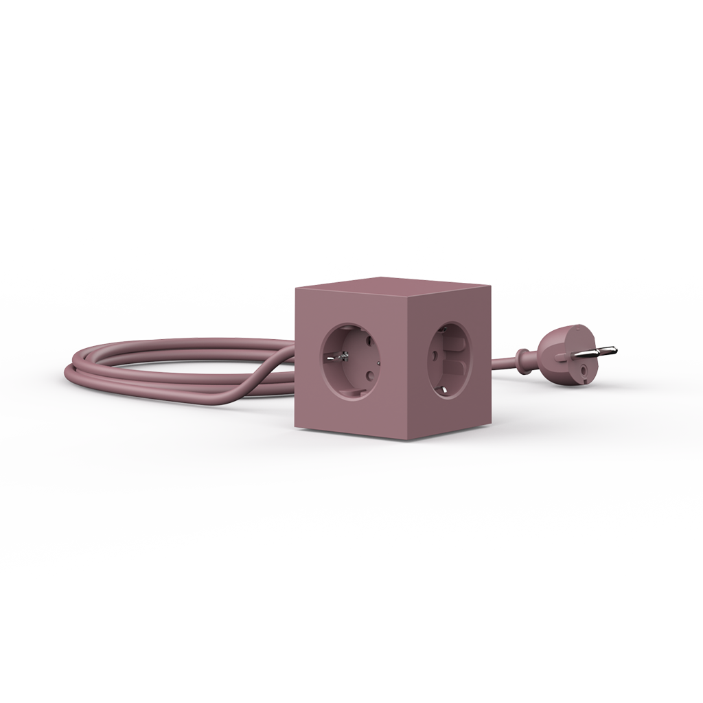 Prelungitor tip cub Square 1, 3 prize, 2 USB - Culoare Rusty Red - Avolt