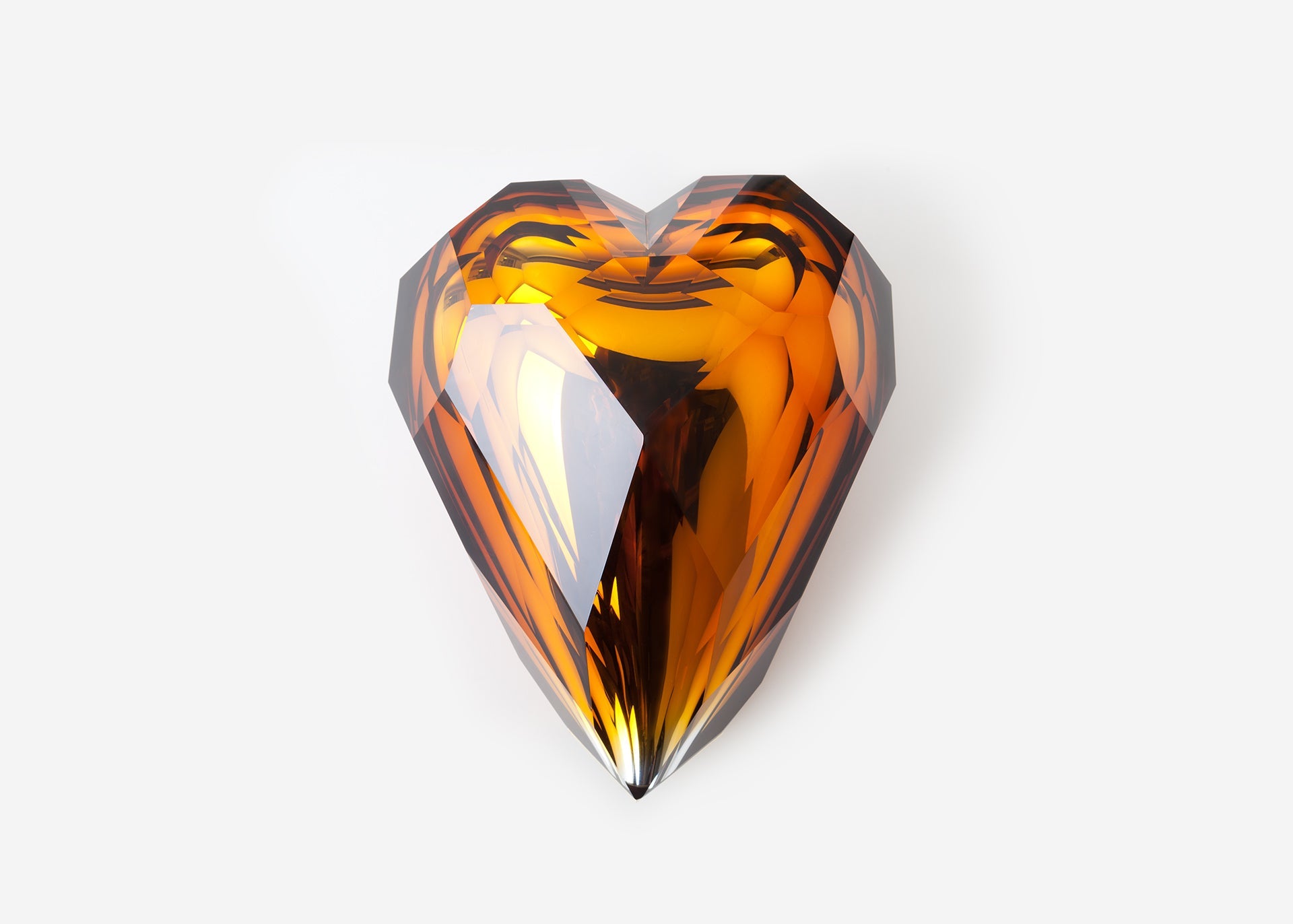 Obiect decorativ din sticla fațetată manual in forma de inima Heart by Dechem