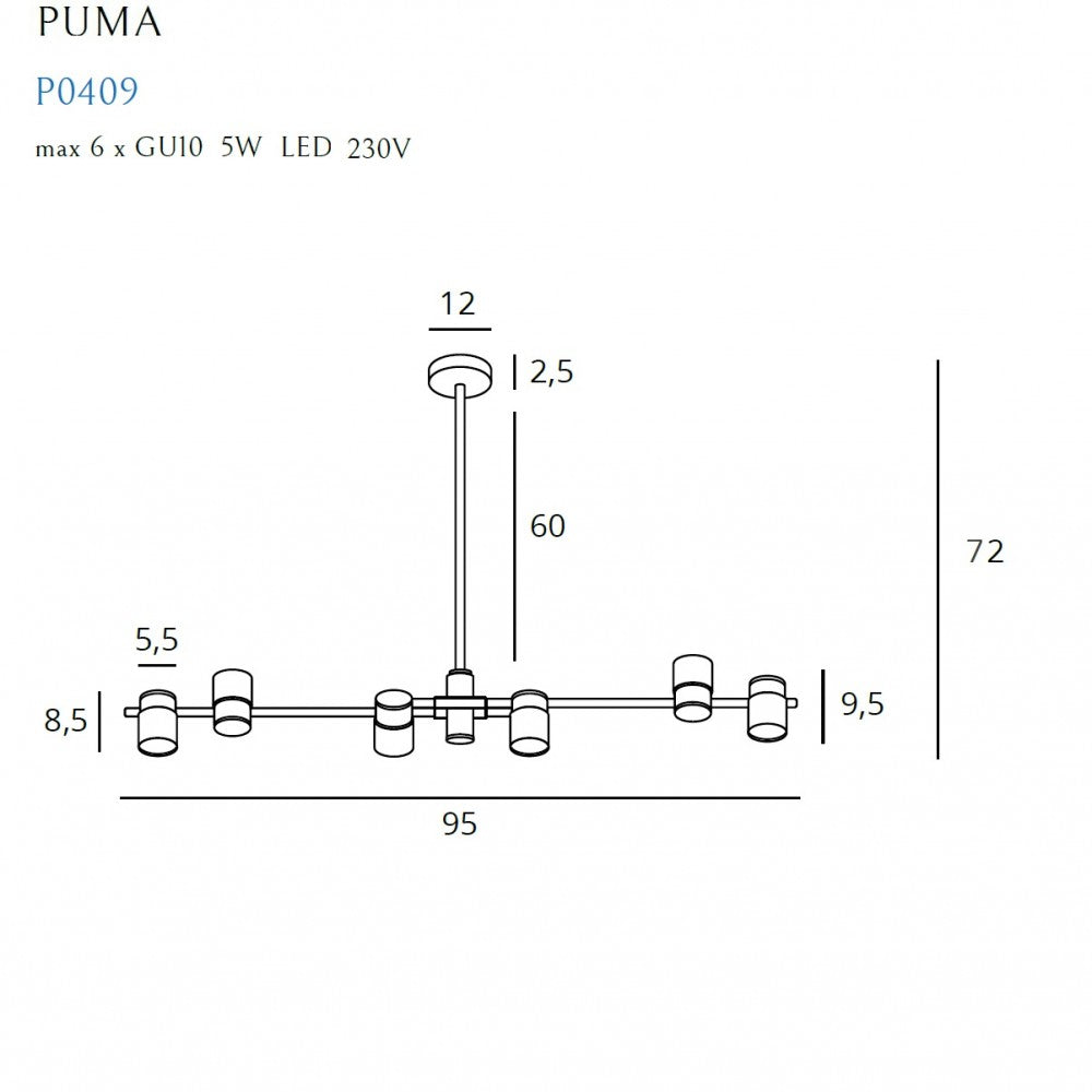 Lustra PUMA 6 GU10 MAXLIGHT P0409