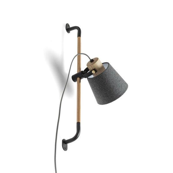 Lampa CHOUPETTE de perete glisanta negru-gri textil/lemn 230V E27 15W - PARIS14A.RO
