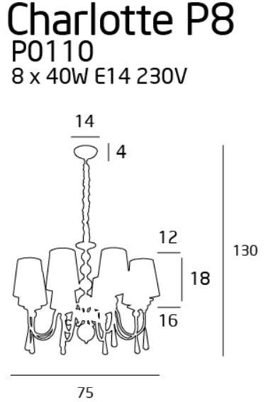 CANDELABRU CHARLOTTE 75 cm CROM MAXLIGHT P0110