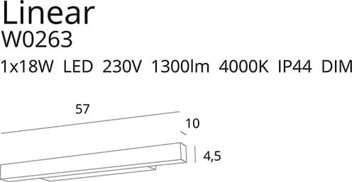 Aplica LINEAR IP44 ALB 18W 4000K MAXLIGHT W0263 - PARIS14A.RO