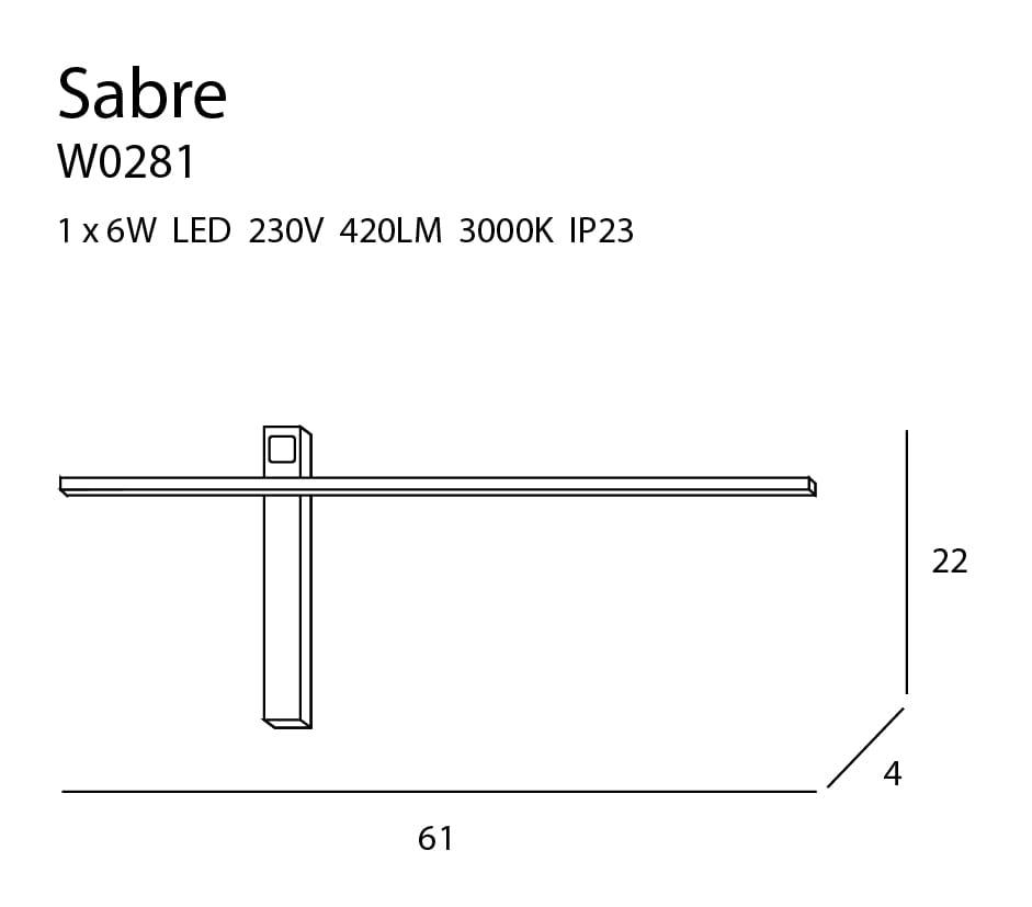 Aplica SABRE 61 cm Negru IP23 REGLABIL CU INTRERUPATOR TACTIL MAXLIGHT W0281 - PARIS14A.RO