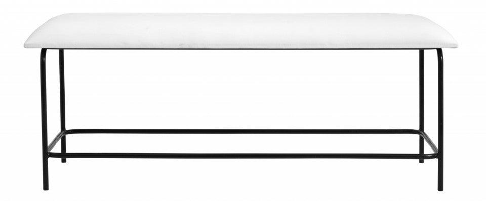 Bancheta alba/neagra din poliuretan si fier 124 cm Vanilla Bench Nordal - PARIS14A.RO