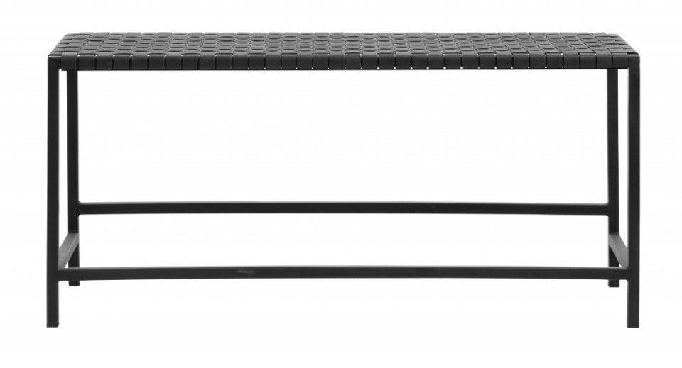 Bancheta neagra din piele si metal 101 cm Buffalo Bench Nordal - PARIS14A.RO