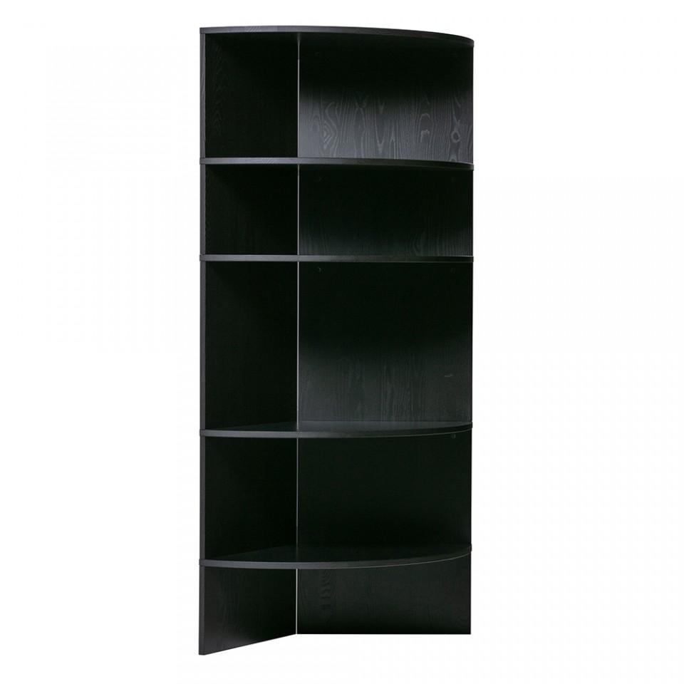 Biblioteca neagra din lemn 168 cm Trian Black - PARIS14A.RO