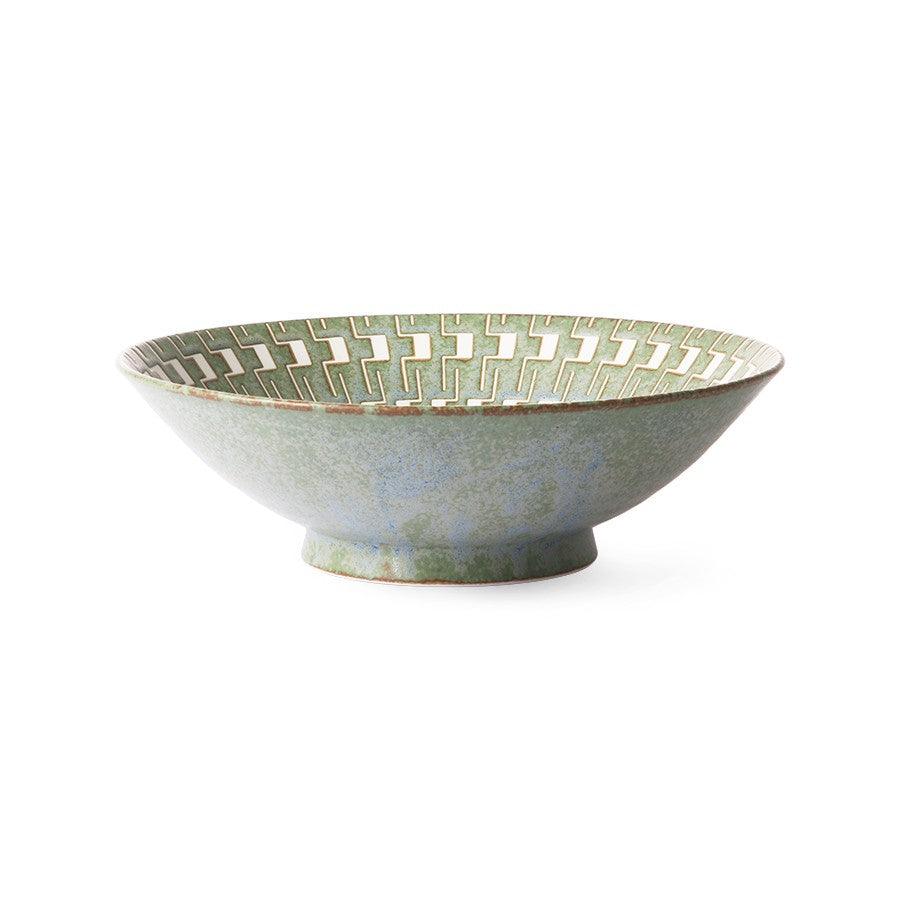 Bol verde/alb din ceramica 25 cm Kyoto HK Living - PARIS14A.RO