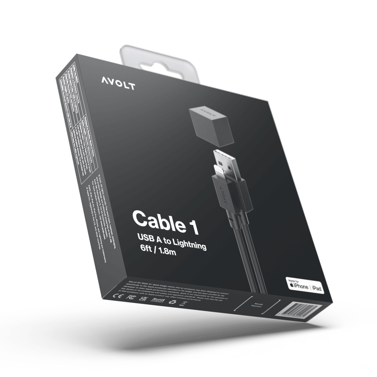 Cablu de încărcare Cable 1 USB-A to Apple lightning, Culoare Black, Avolt - PARIS14A.RO