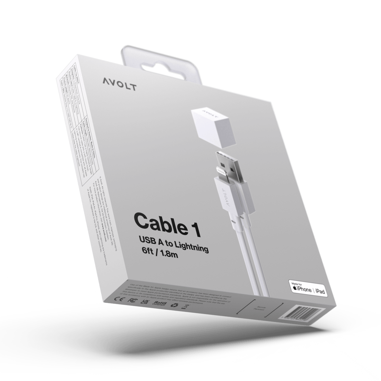 Cablu de încărcare Cable 1 USB-A to Apple lightning, Culoare Grey - Avolt - PARIS14A.RO