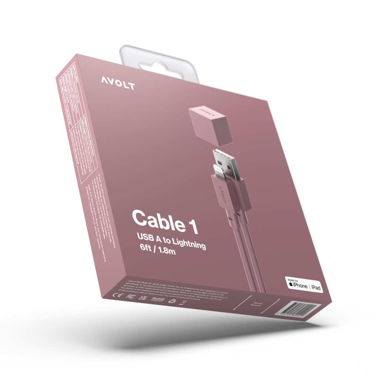 Cablu de încărcare Cable 1 USB-A to Apple lightning, Culoare Rusty Red - Avolt - PARIS14A.RO