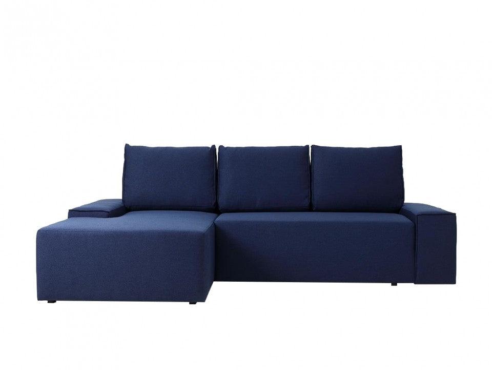 Canapea cu colt albastra din textil si lemn 250 cm Flopp Custom Form - PARIS14A.RO