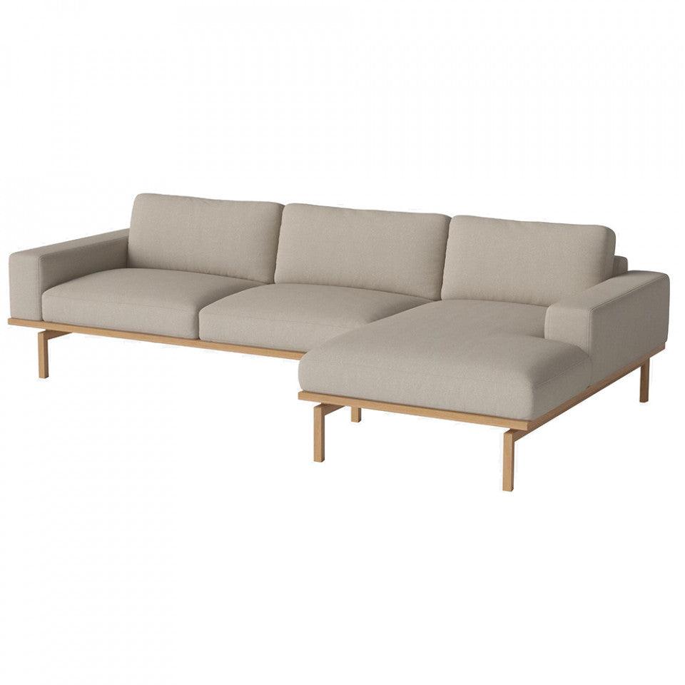 Canapea cu colt bej nisipiu din polietilena reciclata si lemn 300 cm Elton Right Bolia - PARIS14A.RO
