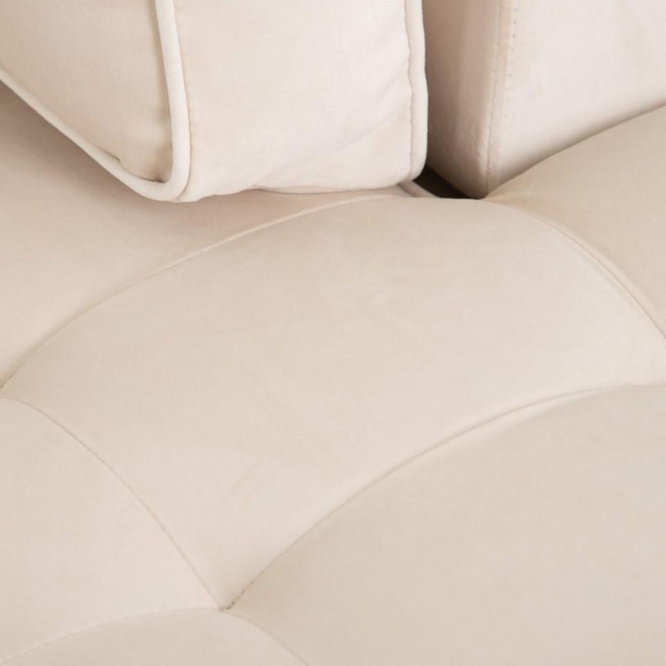 Canapea cu colt crem din catifea si PAL 230 cm Shama Right - PARIS14A.RO