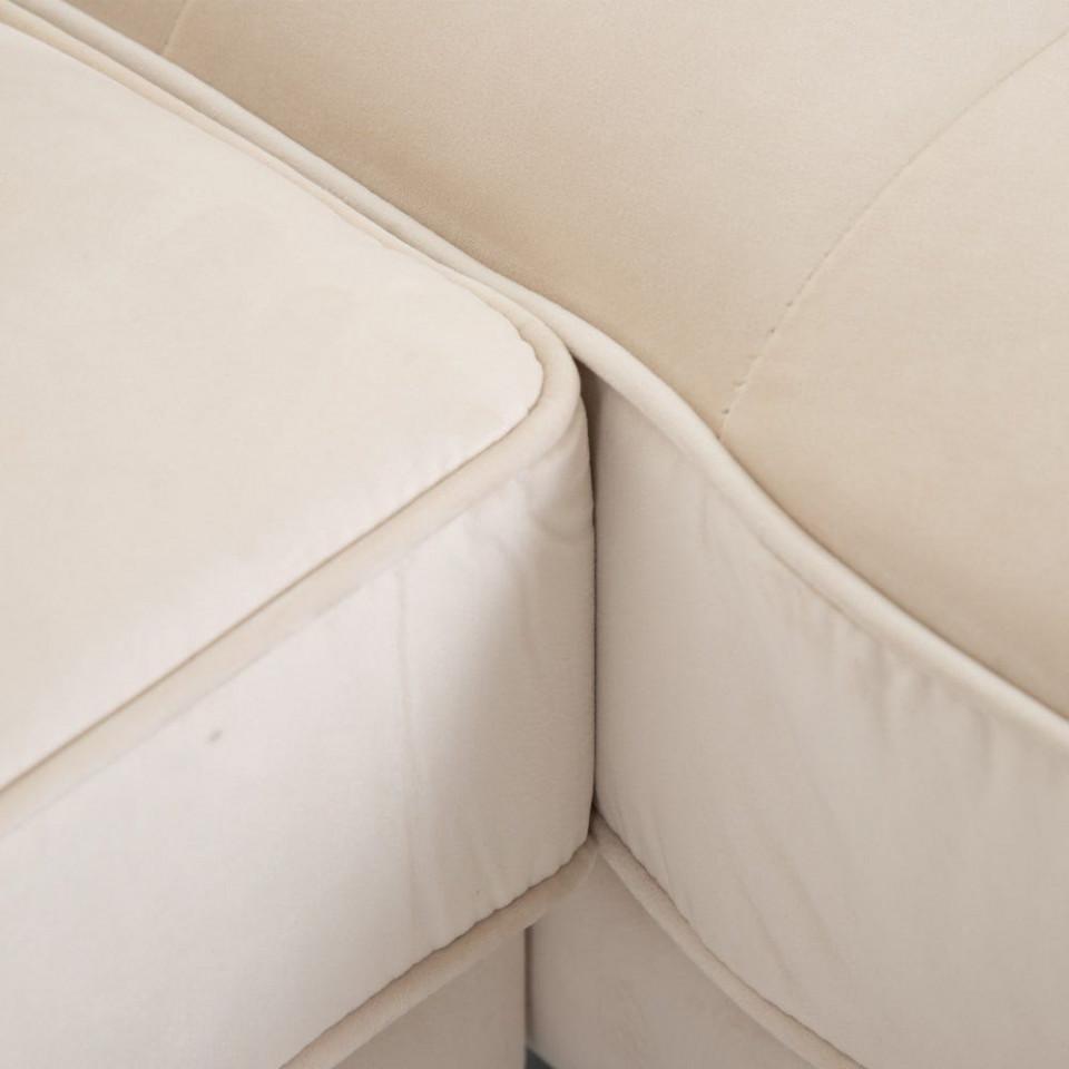 Canapea cu colt crem din catifea si PAL 230 cm Shama Right - PARIS14A.RO